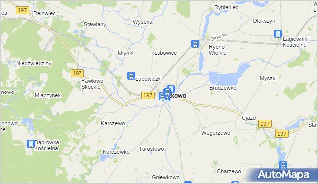 mapa Kiszkowo powiat gnieźnieński, Kiszkowo powiat gnieźnieński na mapie Targeo