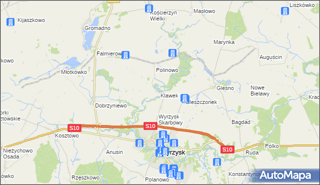 mapa Klawek, Klawek na mapie Targeo