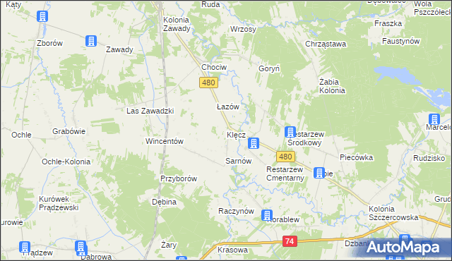 mapa Klęcz, Klęcz na mapie Targeo