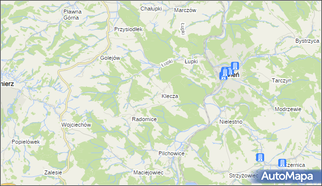 mapa Klecza, Klecza na mapie Targeo