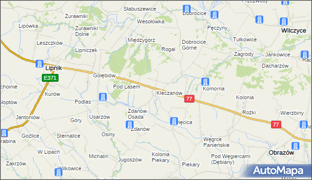 mapa Kleczanów, Kleczanów na mapie Targeo