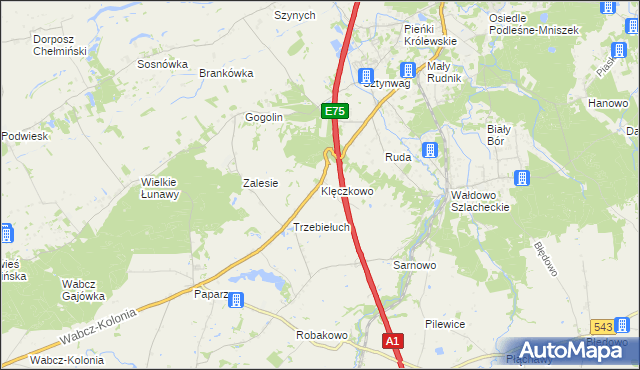 mapa Klęczkowo gmina Stolno, Klęczkowo gmina Stolno na mapie Targeo