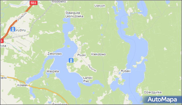 mapa Klekotowo gmina Stawiguda, Klekotowo gmina Stawiguda na mapie Targeo