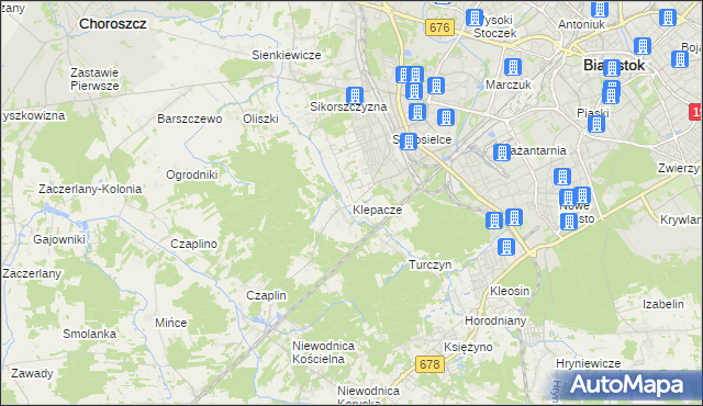 mapa Klepacze gmina Choroszcz, Klepacze gmina Choroszcz na mapie Targeo