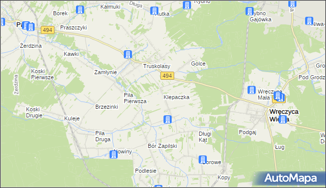mapa Klepaczka gmina Wręczyca Wielka, Klepaczka gmina Wręczyca Wielka na mapie Targeo