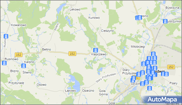 mapa Klępczewo, Klępczewo na mapie Targeo