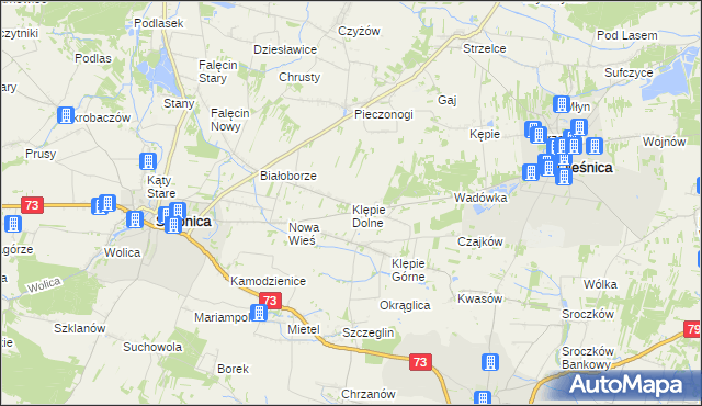 mapa Klępie Dolne, Klępie Dolne na mapie Targeo