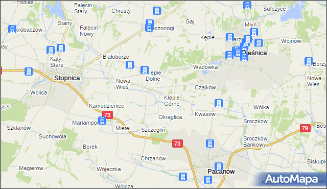 mapa Klępie Górne, Klępie Górne na mapie Targeo