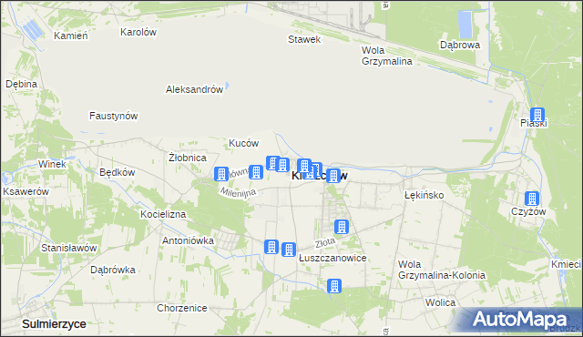 mapa Kleszczów powiat bełchatowski, Kleszczów powiat bełchatowski na mapie Targeo