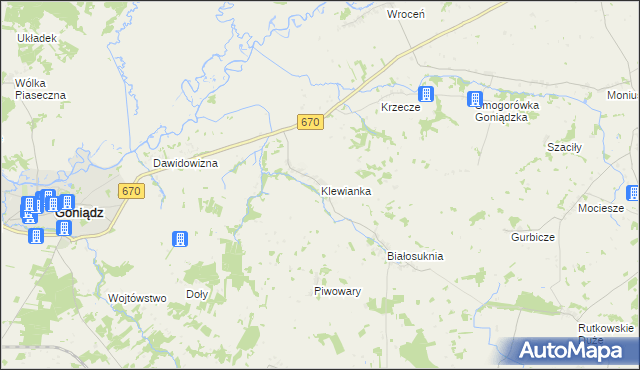 mapa Klewianka, Klewianka na mapie Targeo