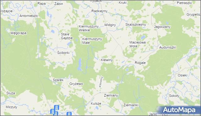 mapa Klewiny, Klewiny na mapie Targeo