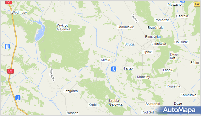 mapa Klimki gmina Kadzidło, Klimki gmina Kadzidło na mapie Targeo