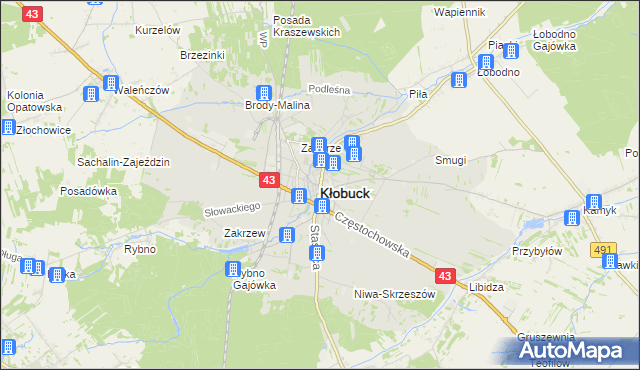 mapa Kłobuck, Kłobuck na mapie Targeo