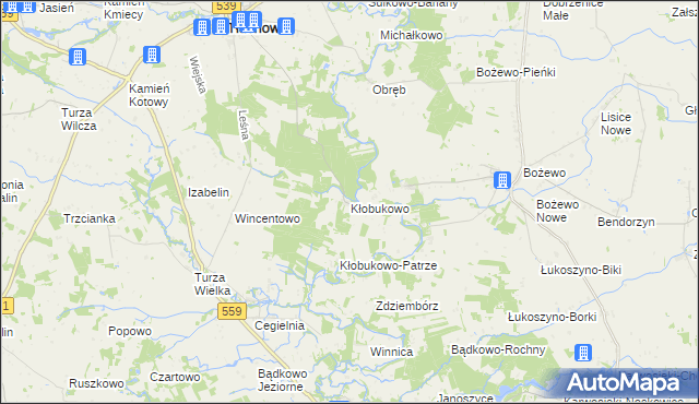 mapa Kłobukowo, Kłobukowo na mapie Targeo