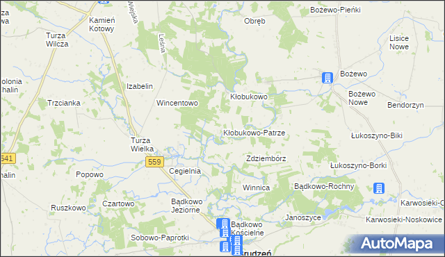 mapa Kłobukowo-Patrze, Kłobukowo-Patrze na mapie Targeo