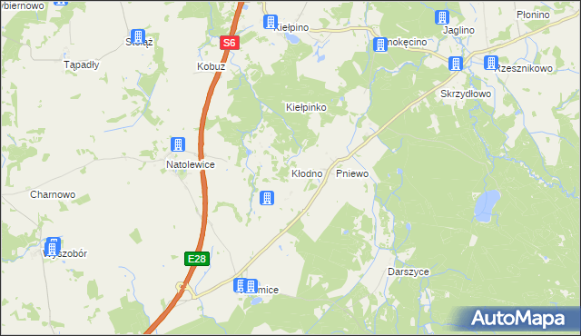 mapa Kłodno gmina Płoty, Kłodno gmina Płoty na mapie Targeo