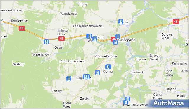 mapa Kłonna-Kolonia, Kłonna-Kolonia na mapie Targeo