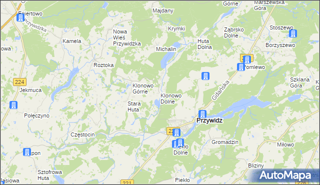 mapa Klonowo Dolne, Klonowo Dolne na mapie Targeo
