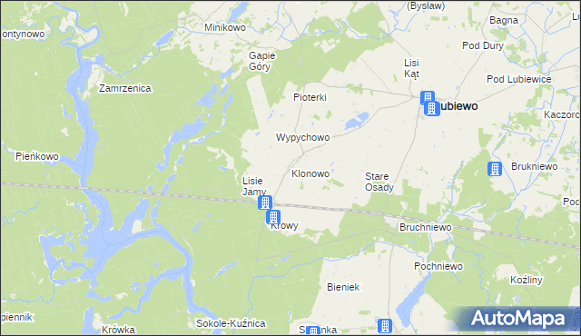 mapa Klonowo gmina Lubiewo, Klonowo gmina Lubiewo na mapie Targeo