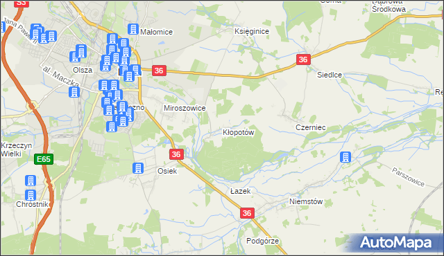 mapa Kłopotów gmina Lubin, Kłopotów gmina Lubin na mapie Targeo