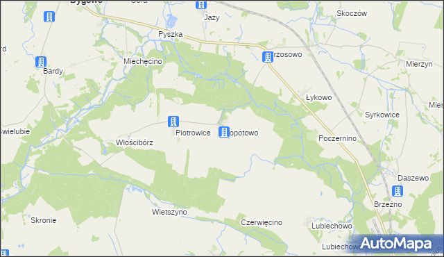 mapa Kłopotowo gmina Dygowo, Kłopotowo gmina Dygowo na mapie Targeo