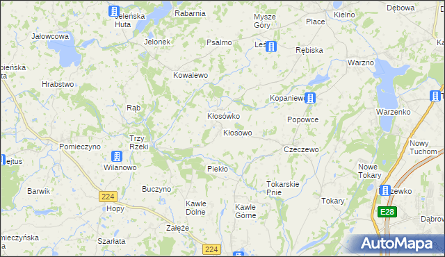 mapa Kłosowo gmina Przodkowo, Kłosowo gmina Przodkowo na mapie Targeo