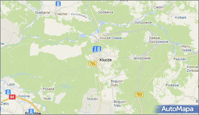 mapa Klucze powiat olkuski, Klucze powiat olkuski na mapie Targeo