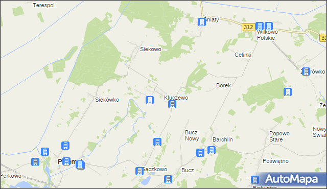 mapa Kluczewo gmina Przemęt, Kluczewo gmina Przemęt na mapie Targeo