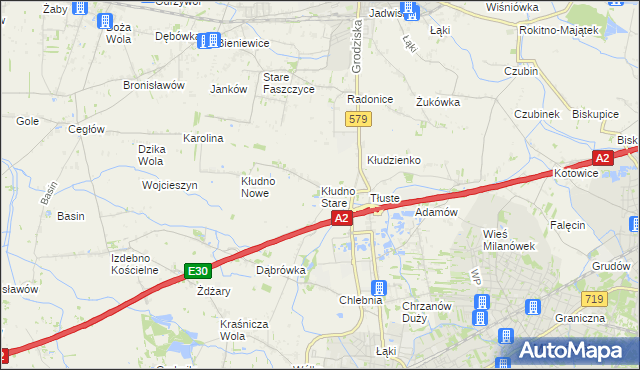 mapa Kłudno Stare, Kłudno Stare na mapie Targeo