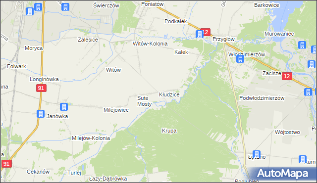 mapa Kłudzice, Kłudzice na mapie Targeo