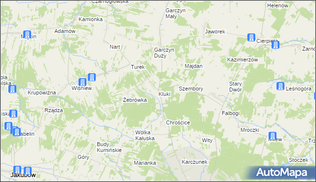 mapa Kluki gmina Kałuszyn, Kluki gmina Kałuszyn na mapie Targeo