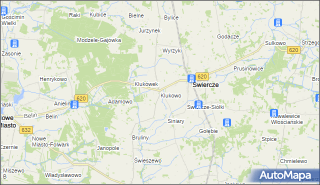 mapa Klukowo gmina Świercze, Klukowo gmina Świercze na mapie Targeo