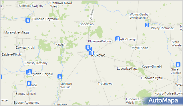 mapa Klukowo powiat wysokomazowiecki, Klukowo powiat wysokomazowiecki na mapie Targeo