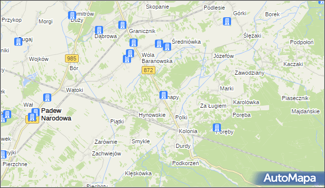 mapa Knapy gmina Baranów Sandomierski, Knapy gmina Baranów Sandomierski na mapie Targeo