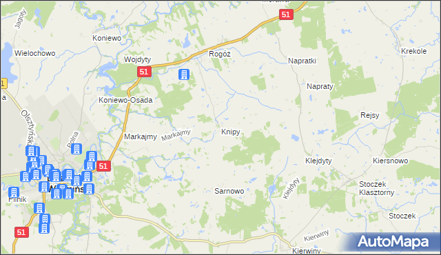 mapa Knipy, Knipy na mapie Targeo