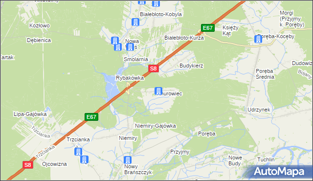 mapa Knurowiec, Knurowiec na mapie Targeo