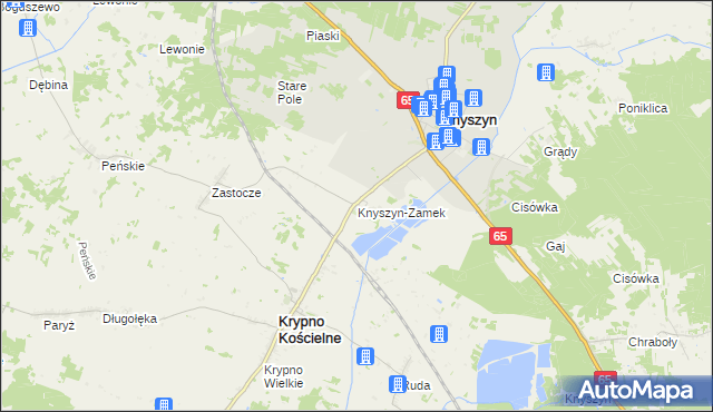 mapa Knyszyn-Zamek, Knyszyn-Zamek na mapie Targeo