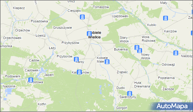 mapa Kobiele Małe, Kobiele Małe na mapie Targeo