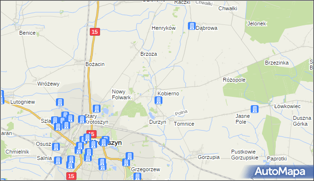 mapa Kobierno gmina Krotoszyn, Kobierno gmina Krotoszyn na mapie Targeo