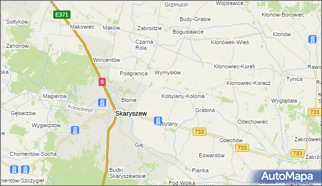 mapa Kobylany-Kolonia gmina Skaryszew, Kobylany-Kolonia gmina Skaryszew na mapie Targeo
