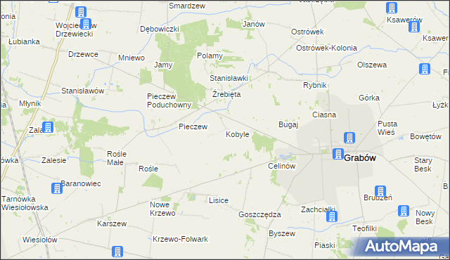 mapa Kobyle gmina Grabów, Kobyle gmina Grabów na mapie Targeo
