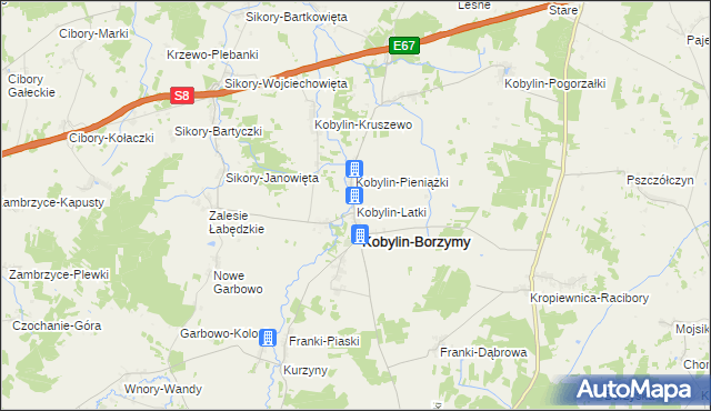 mapa Kobylin-Latki, Kobylin-Latki na mapie Targeo