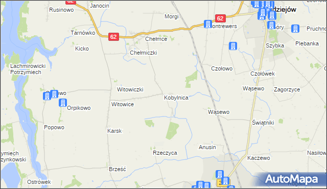 mapa Kobylnica gmina Kruszwica, Kobylnica gmina Kruszwica na mapie Targeo