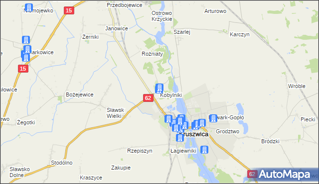 mapa Kobylniki gmina Kruszwica, Kobylniki gmina Kruszwica na mapie Targeo