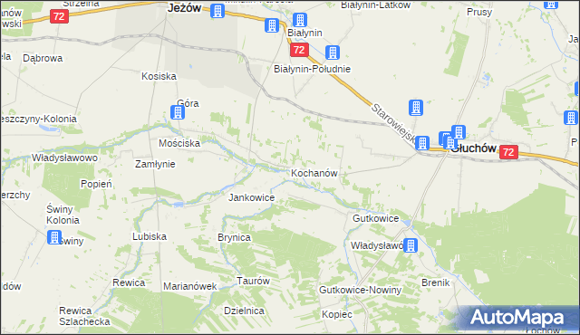 mapa Kochanów gmina Głuchów, Kochanów gmina Głuchów na mapie Targeo