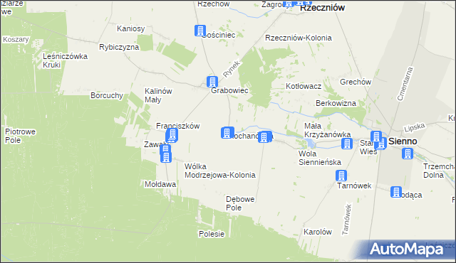 mapa Kochanówka gmina Sienno, Kochanówka gmina Sienno na mapie Targeo