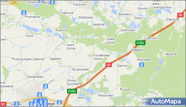 mapa Kociałkowa Górka, Kociałkowa Górka na mapie Targeo