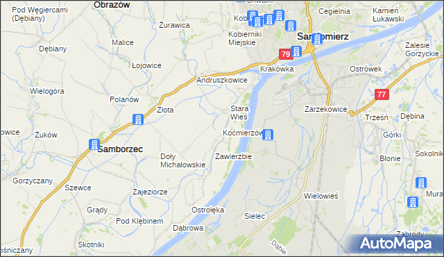 mapa Koćmierzów, Koćmierzów na mapie Targeo