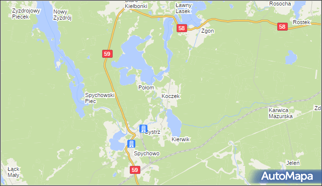 mapa Koczek, Koczek na mapie Targeo