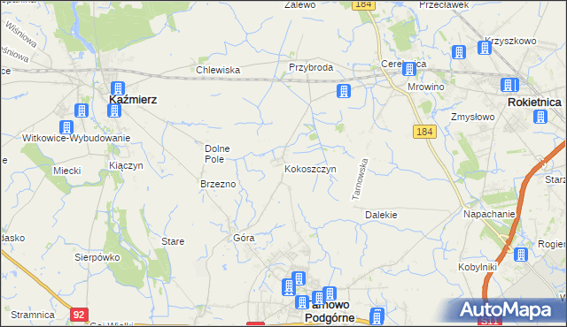 mapa Kokoszczyn gmina Tarnowo Podgórne, Kokoszczyn gmina Tarnowo Podgórne na mapie Targeo